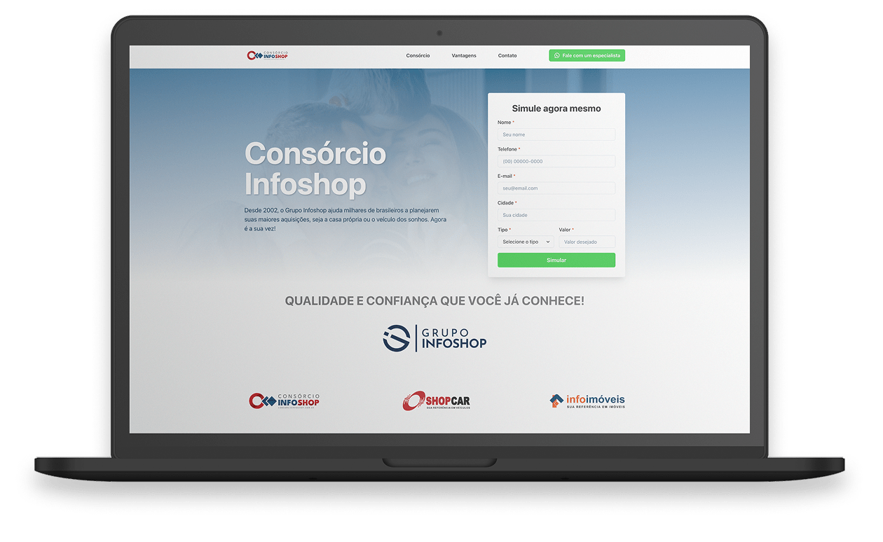Sistema web Consórcio Infoshop